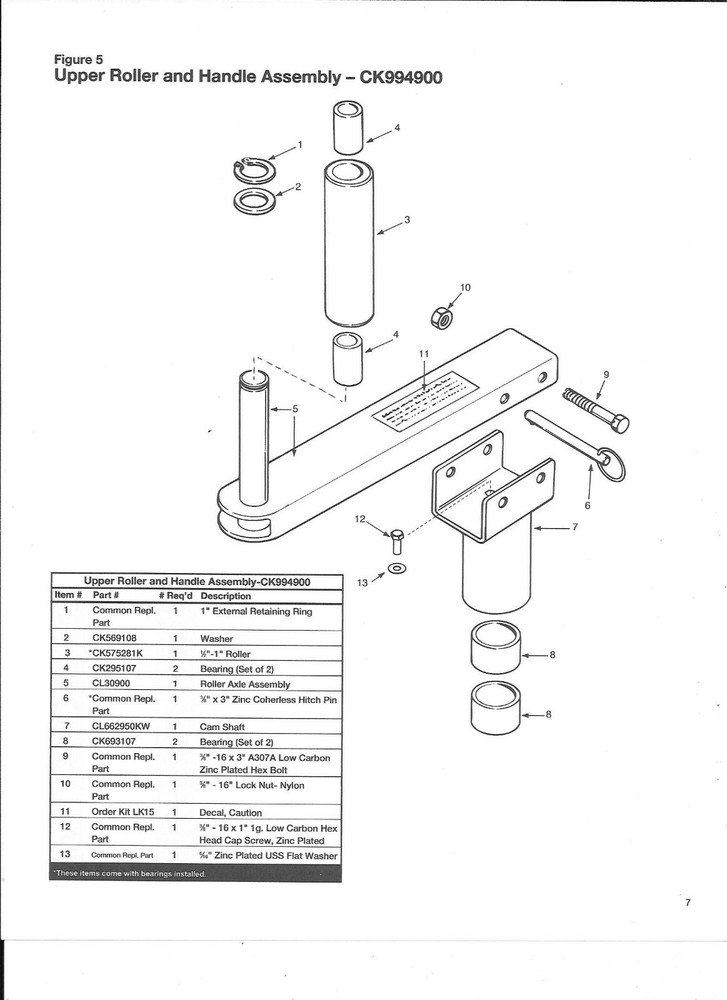 NEW GB CYCLONE B-2000 CONDUIT GARDNER BENDER ROLLER CARRIAGE HANDLE PULL PIN
