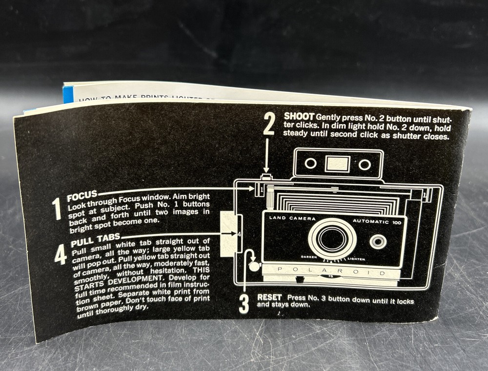 Vintage Polaroid 100 Land Camera Manual Instructions Guide