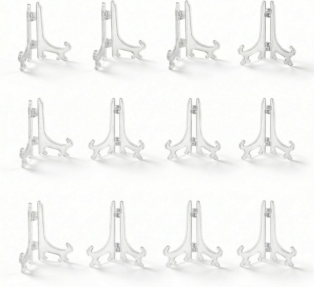 Versatile 3 Inch Acrylic Mini Easels - Lightweight 12 Pack Display Holders