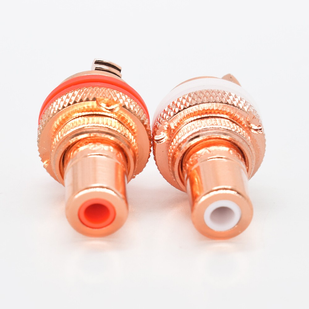 1pair Copper Plated RCA Female Socket Chassis Connector Phono Amp Audio Plug