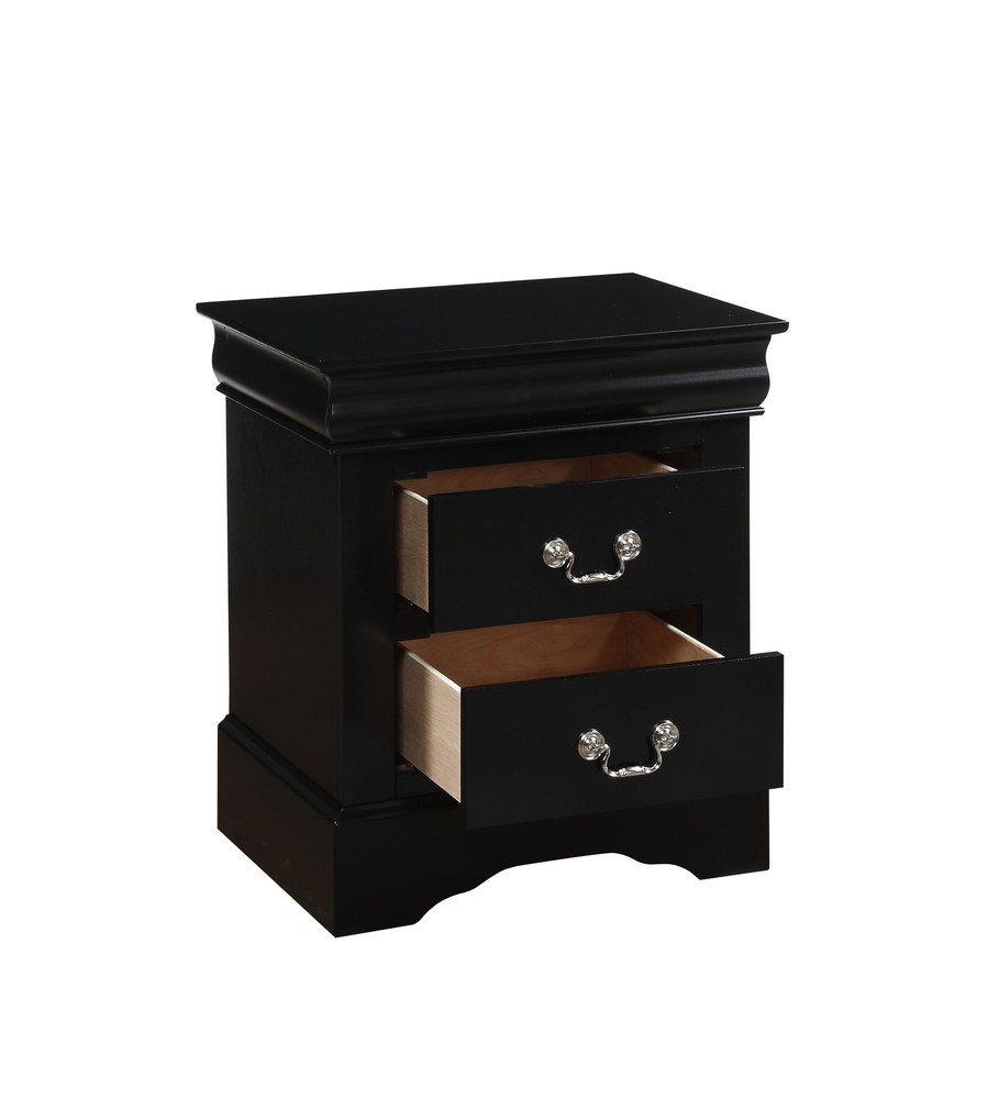 Louis Black Finish Philippe III Nightstand