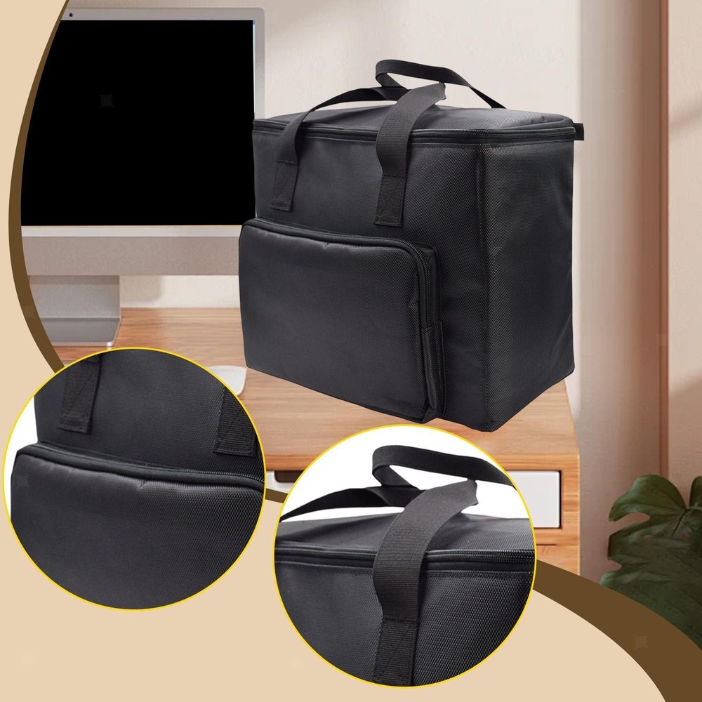 Desktop Computer Tower Travel Tote Bag Scratch Resistant Black Oxford Cloth