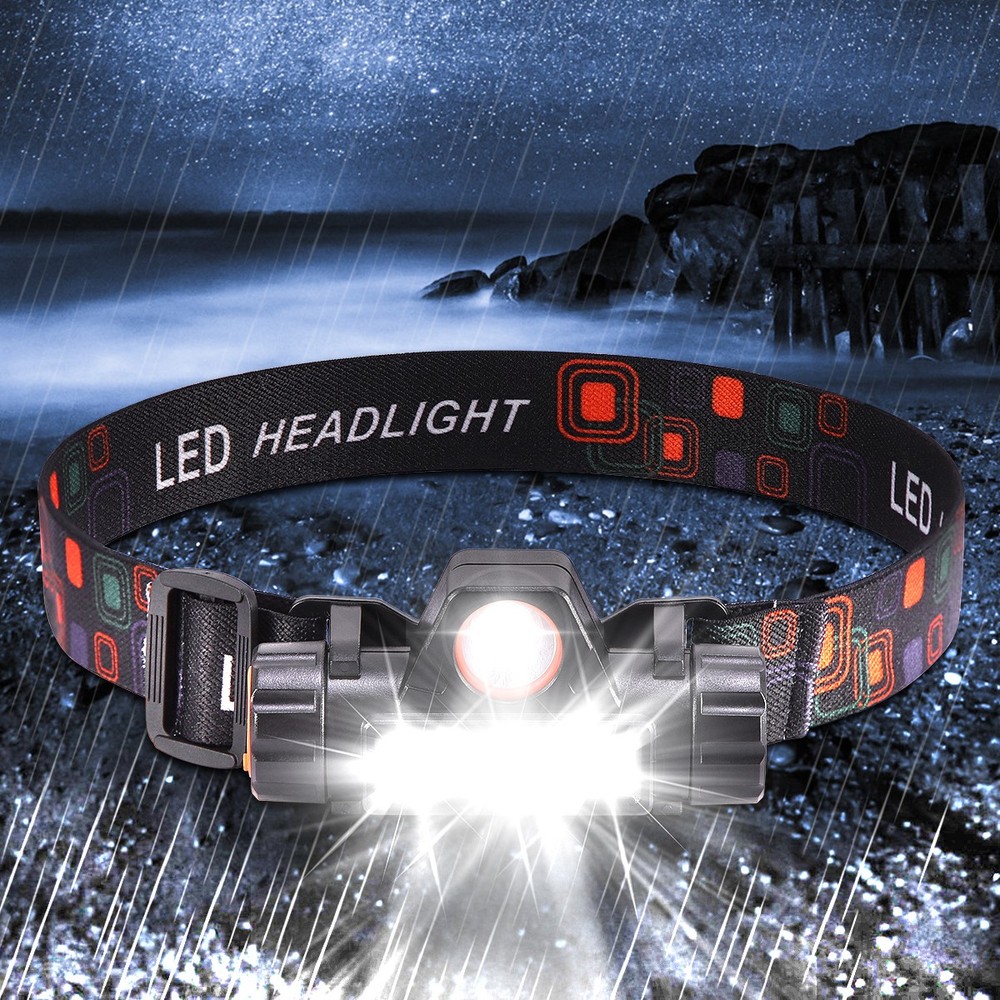 2X COB LED Headlamp USB Rechargeable Waterproof Headlight Head Light Flashlight