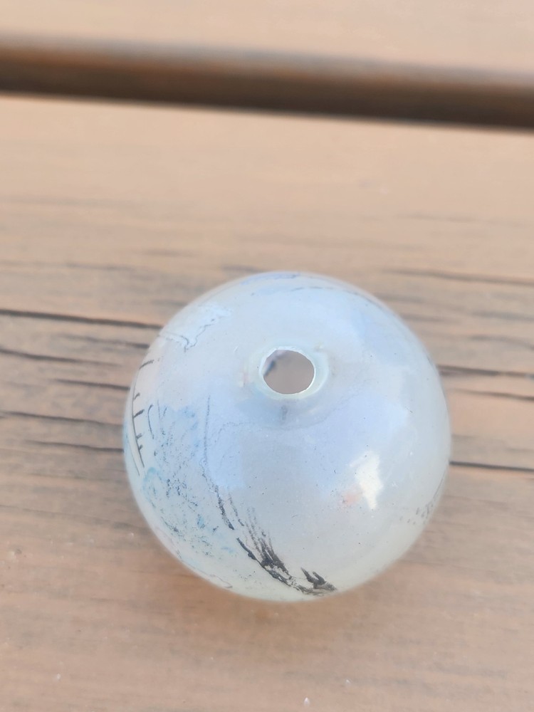 Vintage Chinese Reverse-painted Glass Globe Large Bead Art Object Sphere