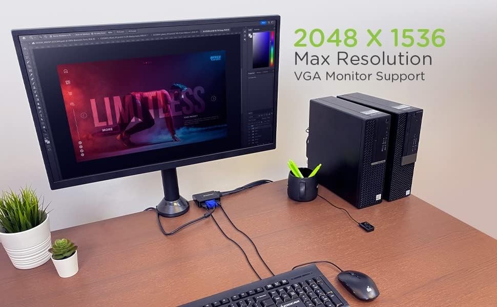 Wired Remote 2-Port KVM Switch - Simplify Your Workspace Across Multiple Systems