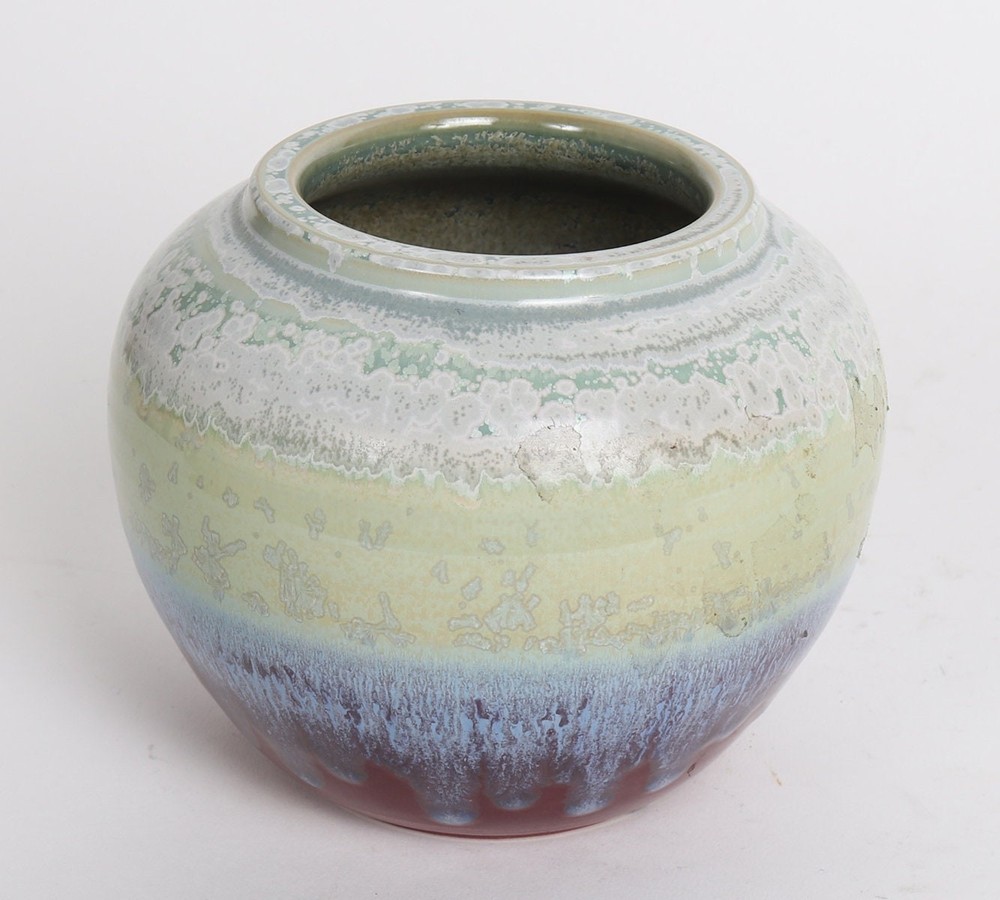 Eggshell Ceramic Tri-Colored Pot