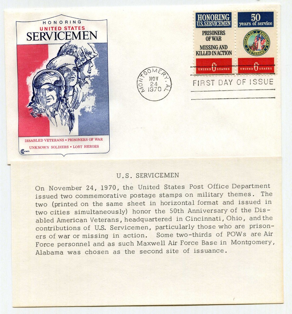 1422-21  POW + DAV, on one Cover Craft Cachets, CCC, FDC Montgomery