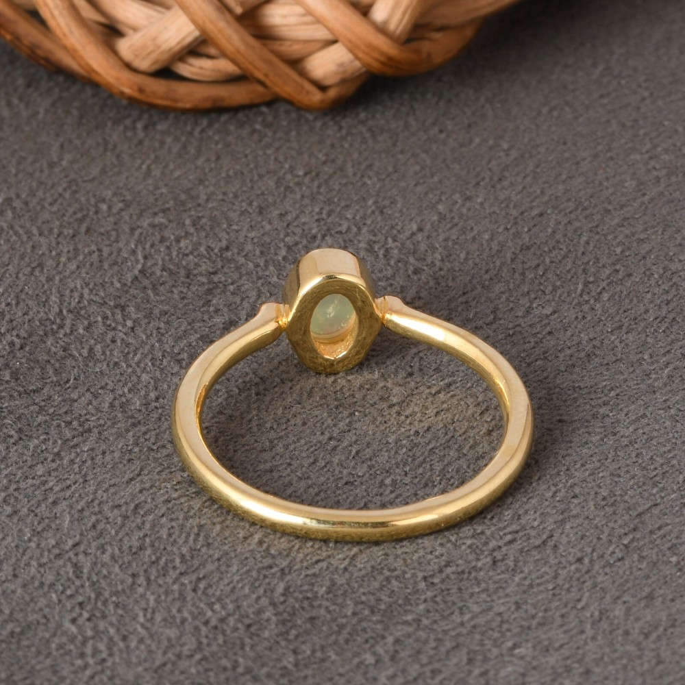 Dainty & Minimalist Stackable Ring in Gold Plated With Ethiopian Opal For Gift