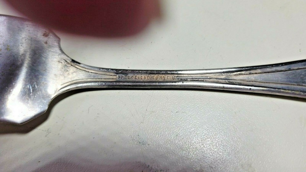 SHEFFIELD TWO- Silverplated 8 1/2" Cold Meat Serving Fork-Beaded Edge -England