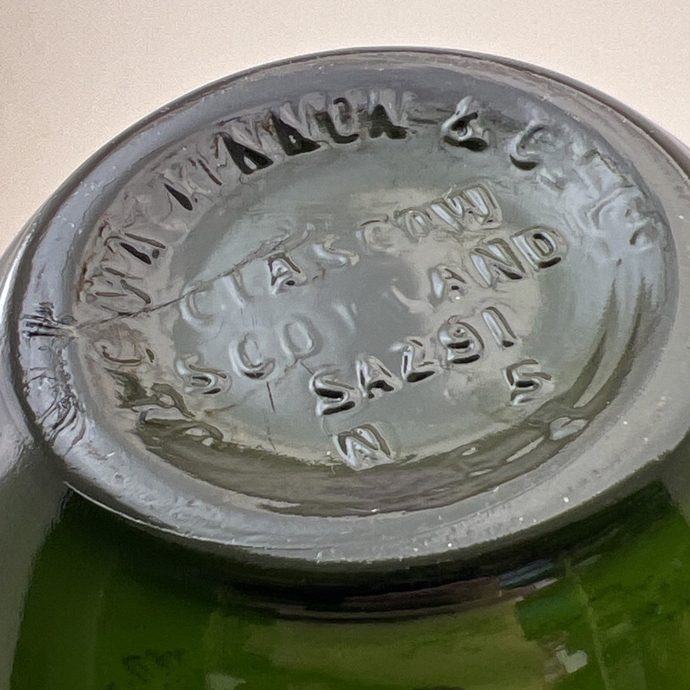 J & C Mackinnon & Co EMBOSSED Scotch Bottle EMPTY Glasgow Scotland Prohibition
