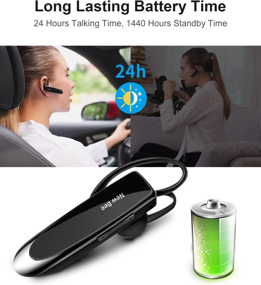 [2 Pack] Bluetooth Earpiece Wireless Handsfree Headset V5.0 24 Hrs Driving with