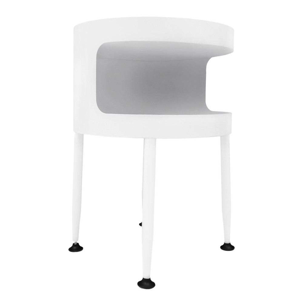 Round Table with Open Storage, Iron Bedside Table Modern Side Table 40x40x55cm