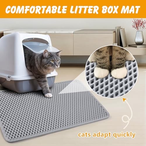 Double Layer Waterproof Cat Litter Mat, Non-Slip Litter Box Floor Protector