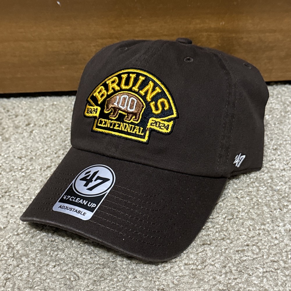 '47 Brand Clean Up Boston Bruins Centennial 100th Adjustable Strapback Hat Cap