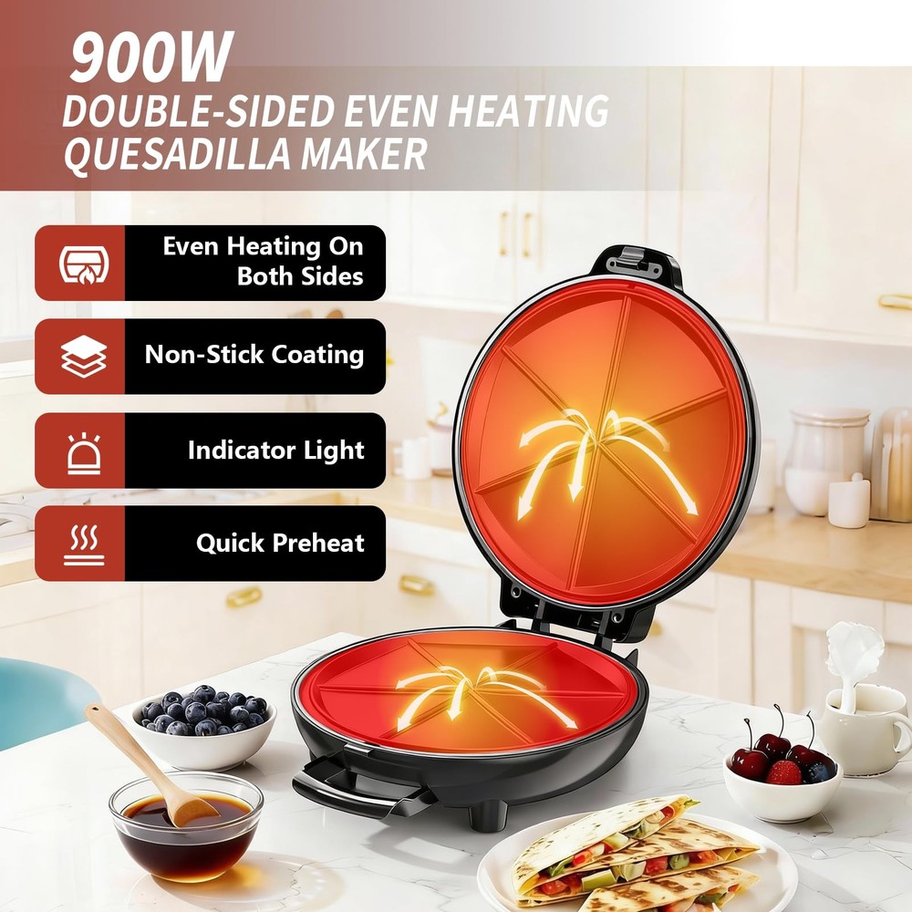 Electric Quesadilla Maker, 9.5'' Press with Easy Normal, Black