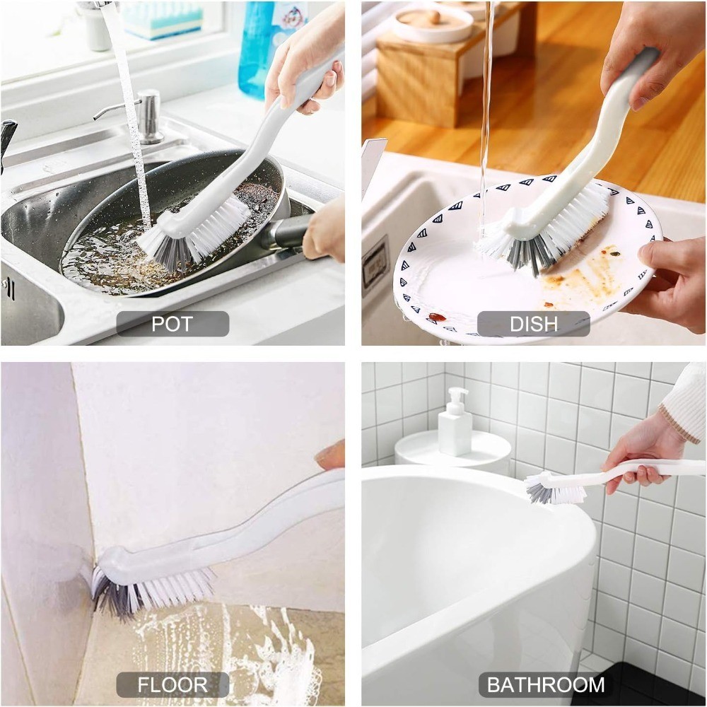 Cleaning Brush 2 Pack Small Scrub Brush with Handle for Sink Bathroom Kitchen