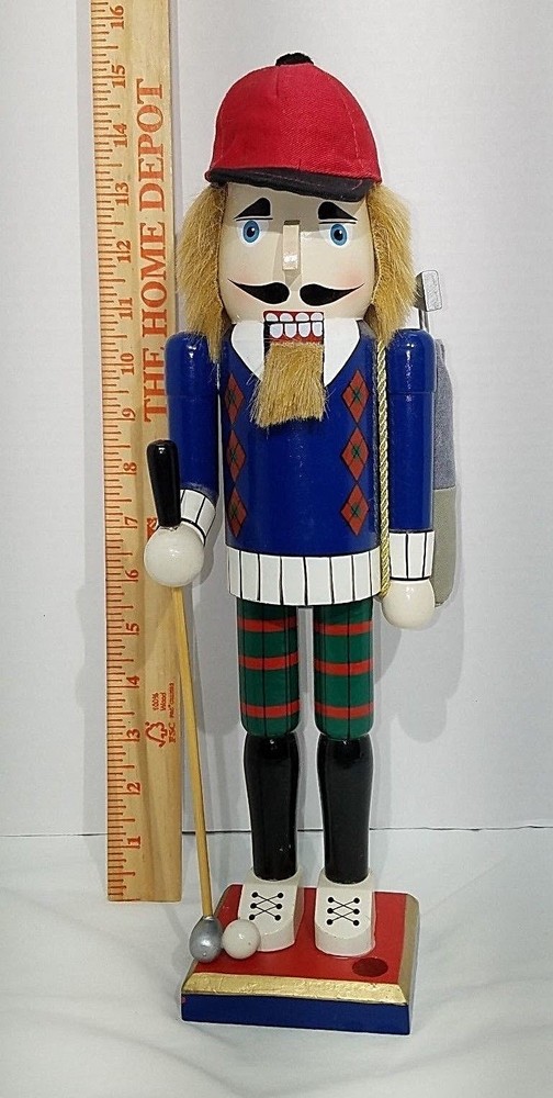 Christmas Golfer Nutcracker 15" tall