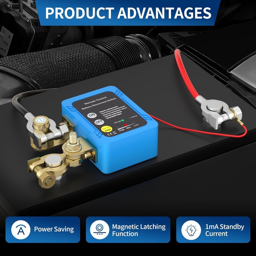 Kill Switch 12V 240A Remote Battery Disconnect Switch Automatic Power Off Switch