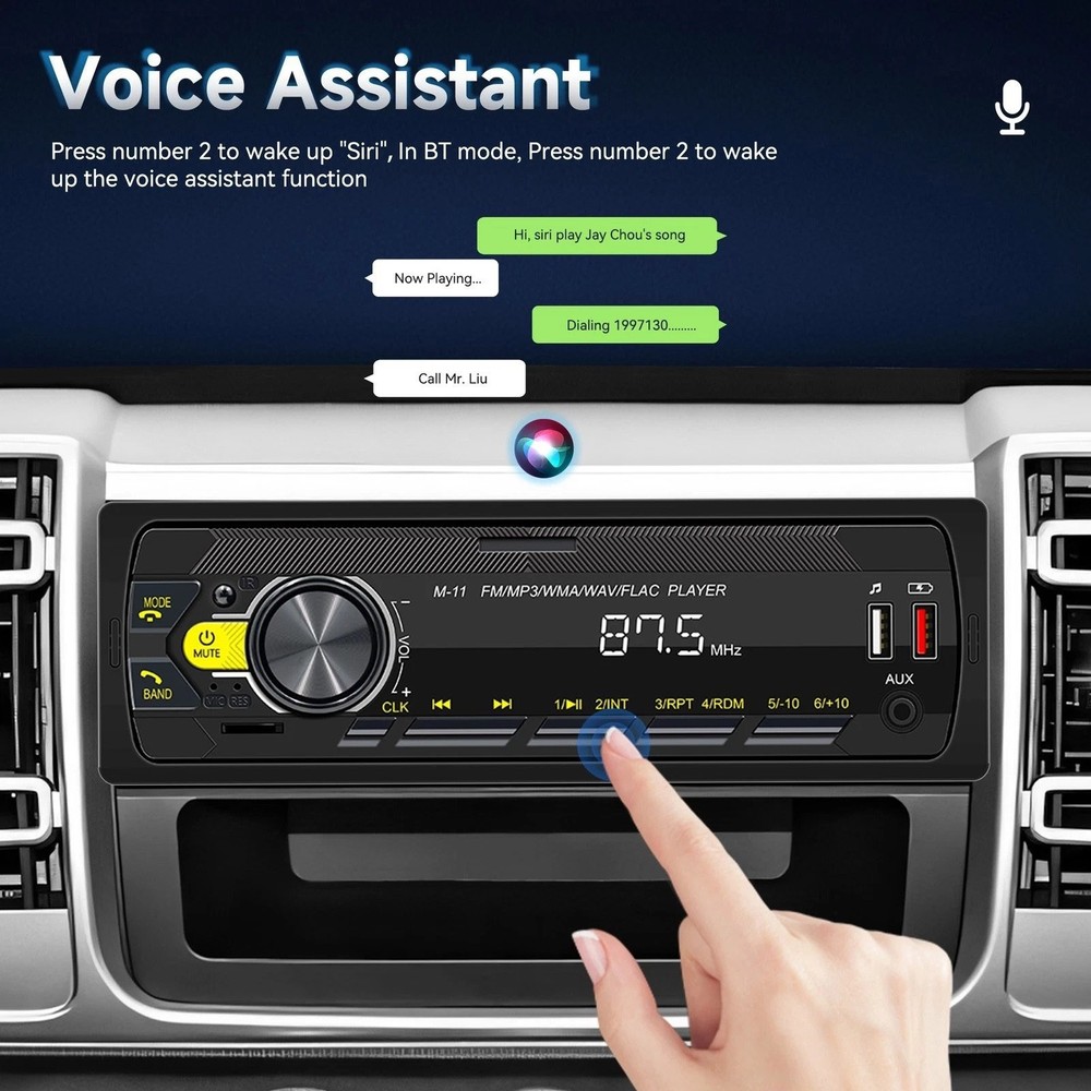 Single Din Bluetooth Car Stereo FM Radio USB AUX MP3 Player Component System