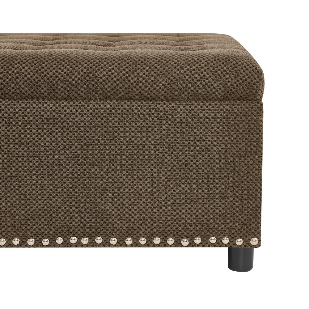 Tufted Storage Ottoman with Nailhead Trim Square Upholstered Coffee Table