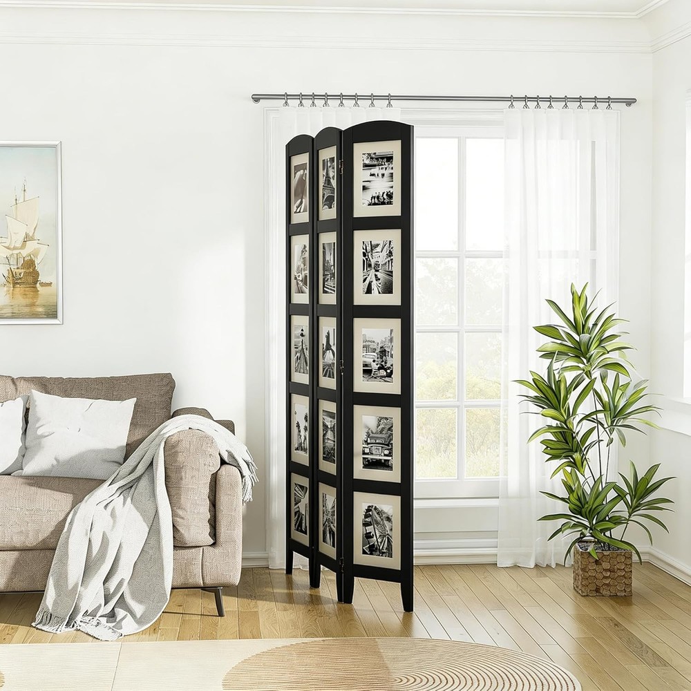 3 Panel Photo Room Divider Screen Solid Wood Divider Room Separation