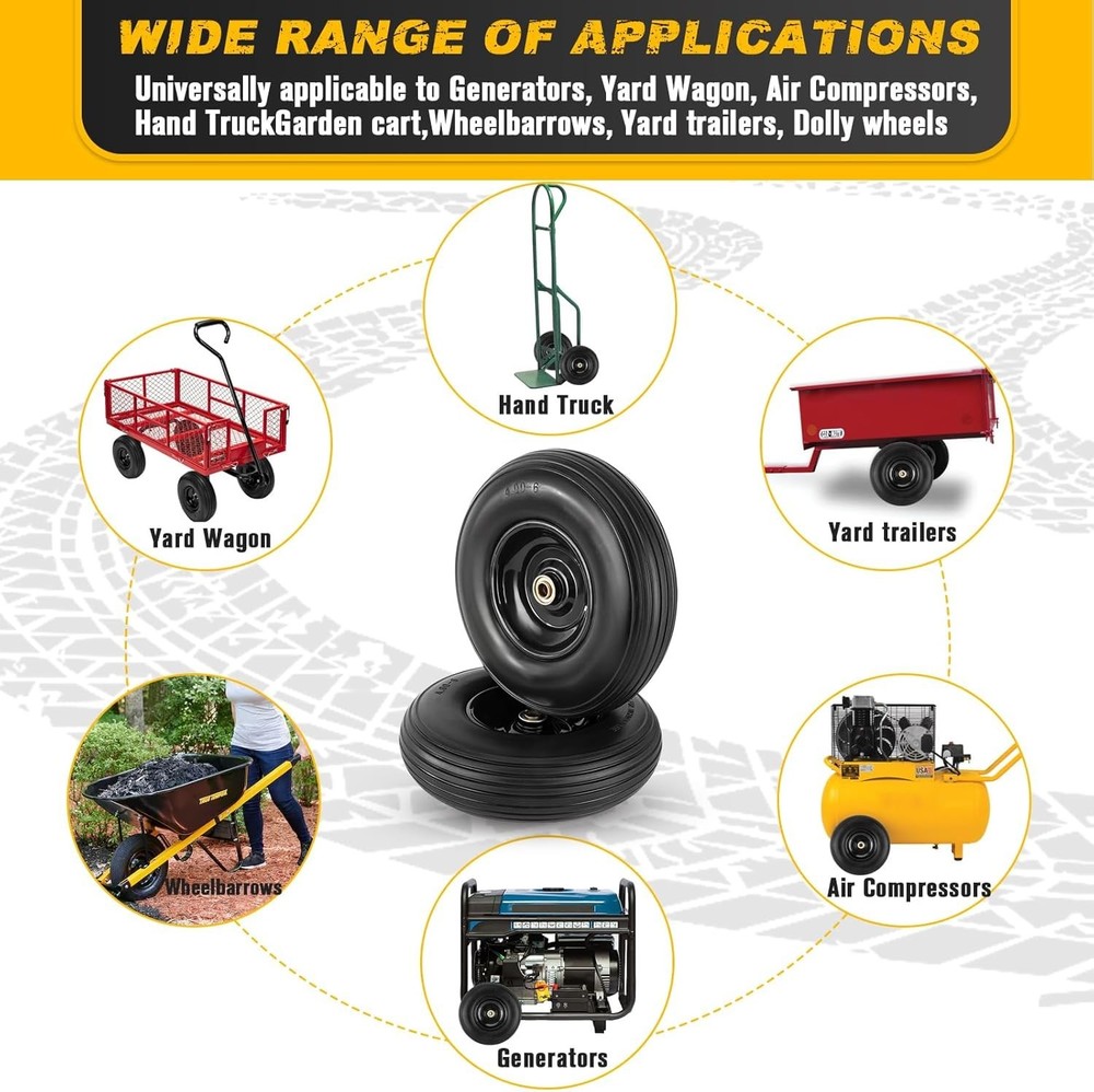 4.00-6 Solid Tire and Wheel Set - 300 lbs Capacity for Versatile Use