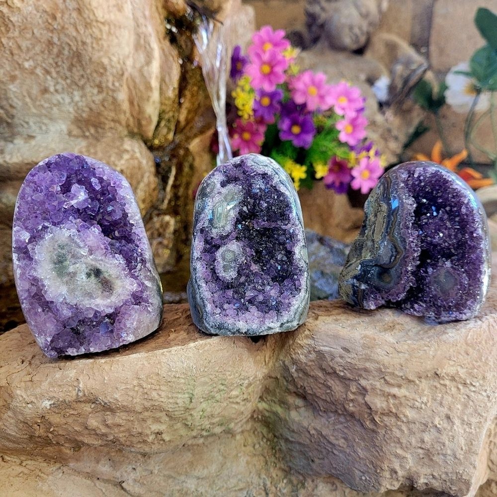 Uraguayan Amythyst Druzy Freeform 3pc Set