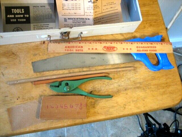 American tool chest for junior carpenters, includes some tools, vintage