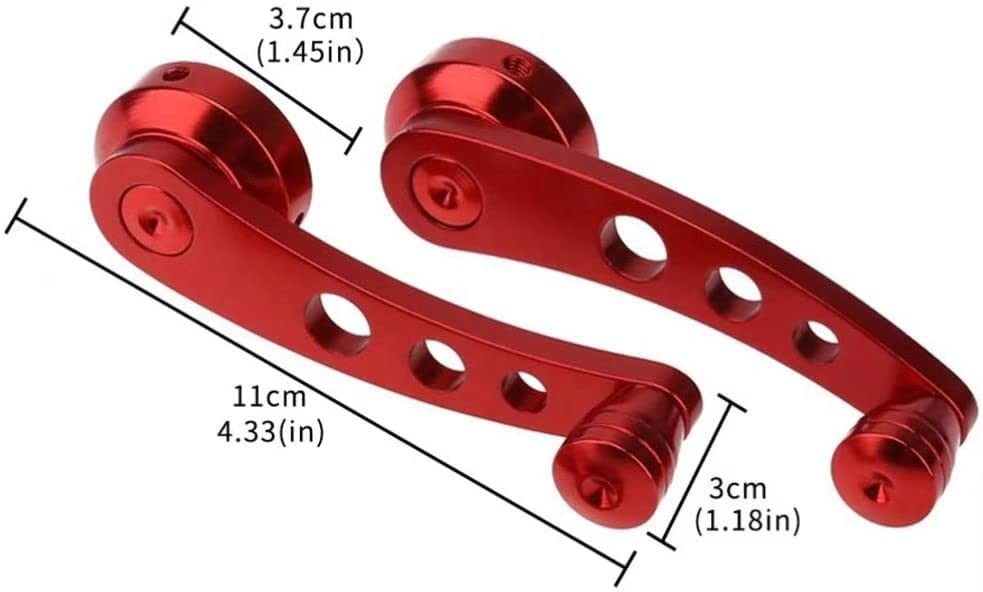 2PC Universal Window Crank Handle, Aluminum Car Window Opener Handle Kit, Red