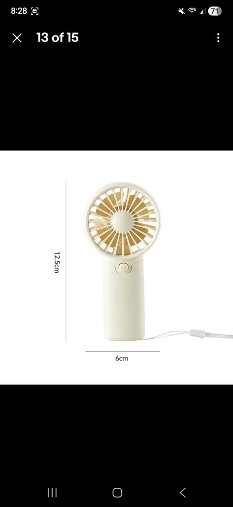 32 ct. Mini Portable Handheld Fan Ivory. Battery Powered Carry Handle
