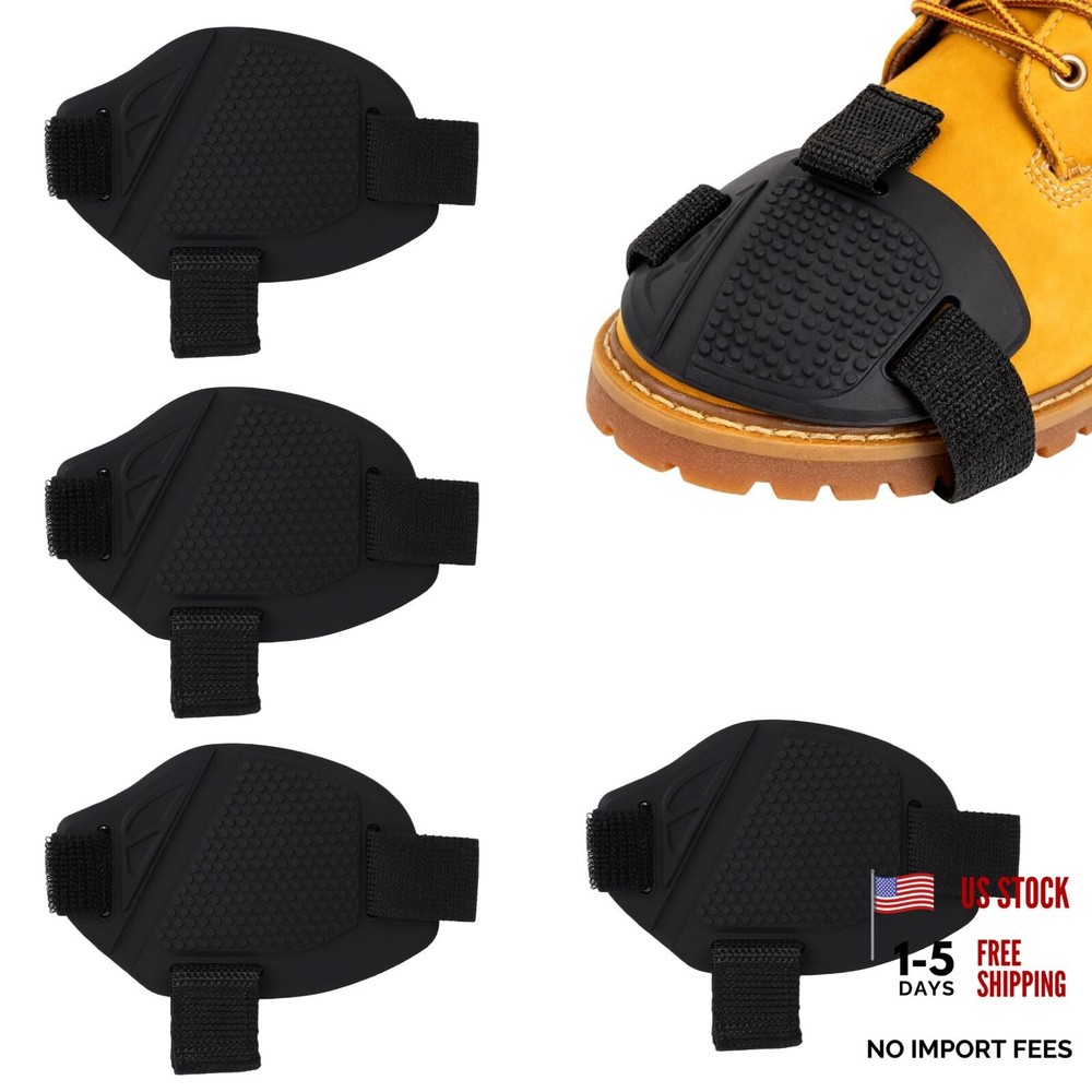 4pcs Motorcycle Shoe Protector Adjustable Motorcycle Gear Shift Pad Shoe Black