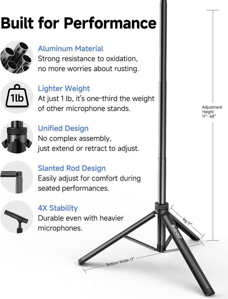Ikarao Portable Karaoke System with Mic Stand Bluetooth