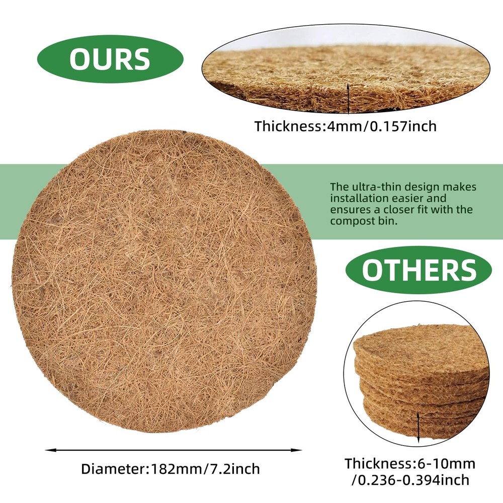 Kitchen Compost Bin Filters 15 Pack Coconut Shell 7.25 Inch Replacement
