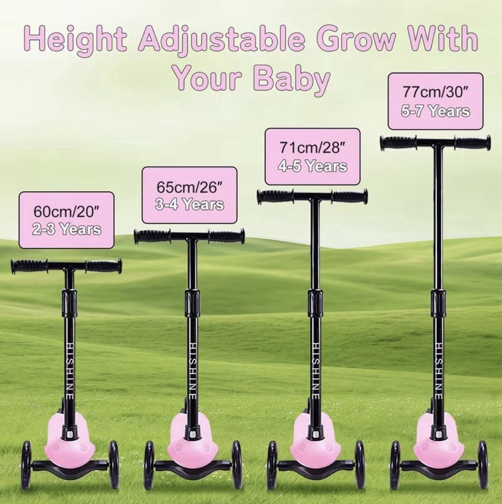Hishine Adjustable Folding LED Kick Scooter for Kids - Multiple Colors