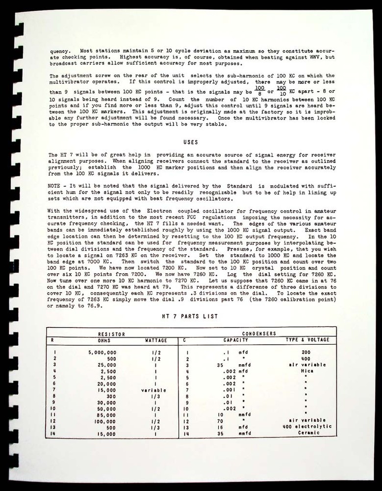 Hallicrafters HT-7 Frequency Standard Manual