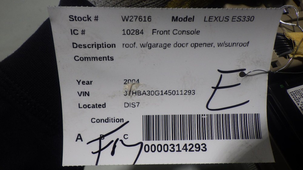 04 LEXUS ES330 Front Console roof
