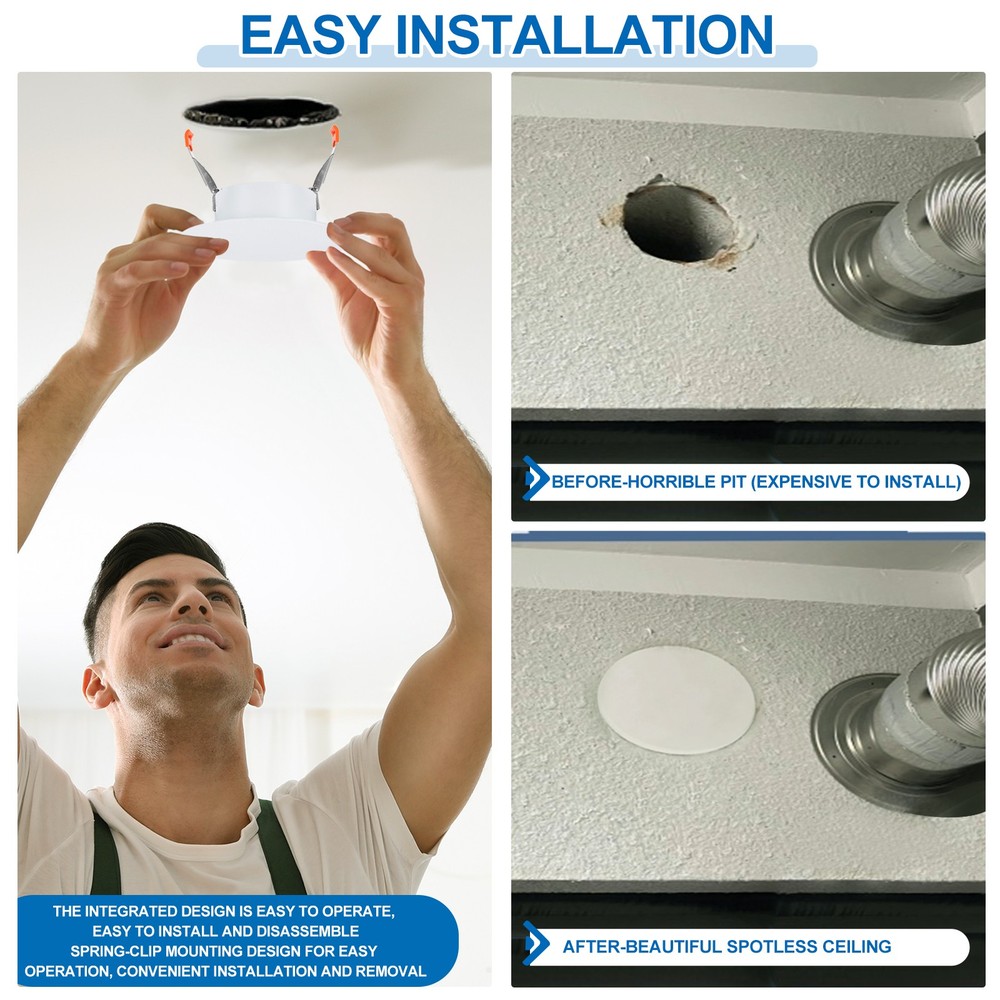 2Pack 3.7" Spring Ceiling Cover Plate Suitable for 2.2-3.4 " Round Hole, White
