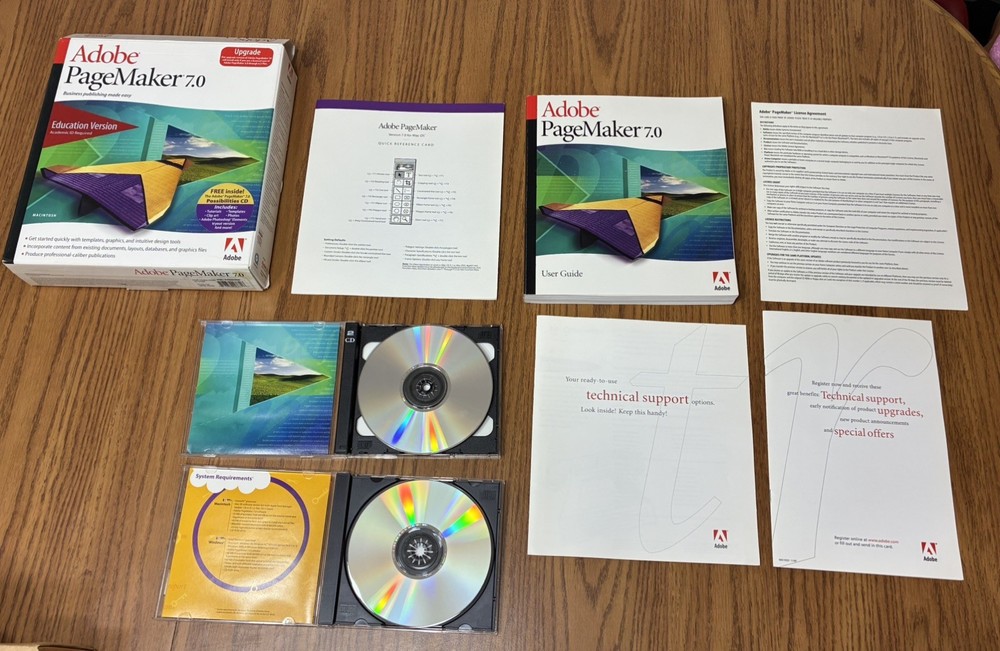 Adobe PageMaker 7.0 Education Version for Macintosh MAC 2 Disc Set with Serial #