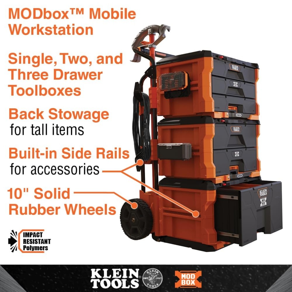 Klein Tools 54821MB MODbox 1-Drawer Tool Box Organizer, Heavy-Duty Deep Drawe...