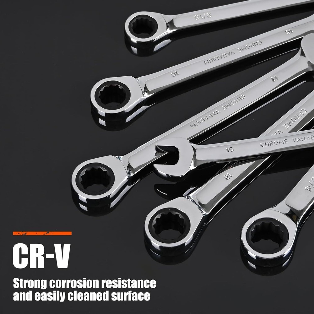 Ultimate 15-Piece SAE Wrench Set for Efficient Work: 72-Tooth & Storage Roll