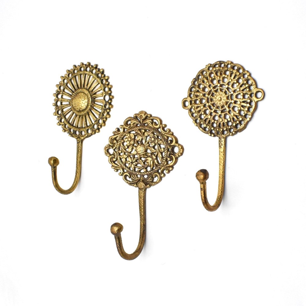 Boho Brass Wall Hooks, Gold Hooks for Hanging Wall Mount Coat Hooks Keys Hang...