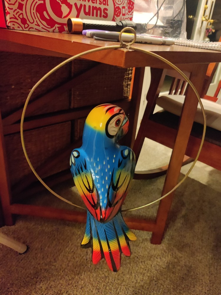 1 ea 14" and 2ea 10"caramic parrot sitting on a loop