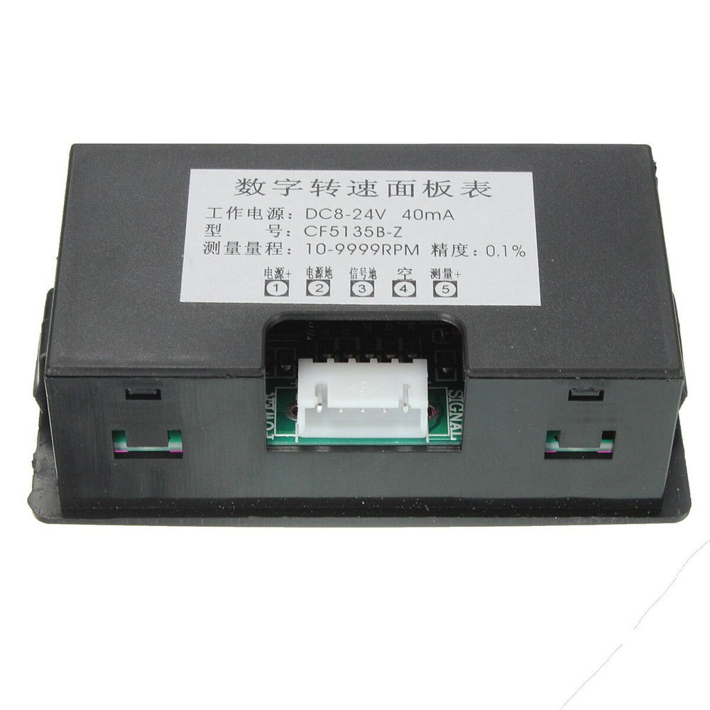 Hall Proximity Switch Sensor NPN + 4 Digital Red LED Tachometer RPM Speed Meter
