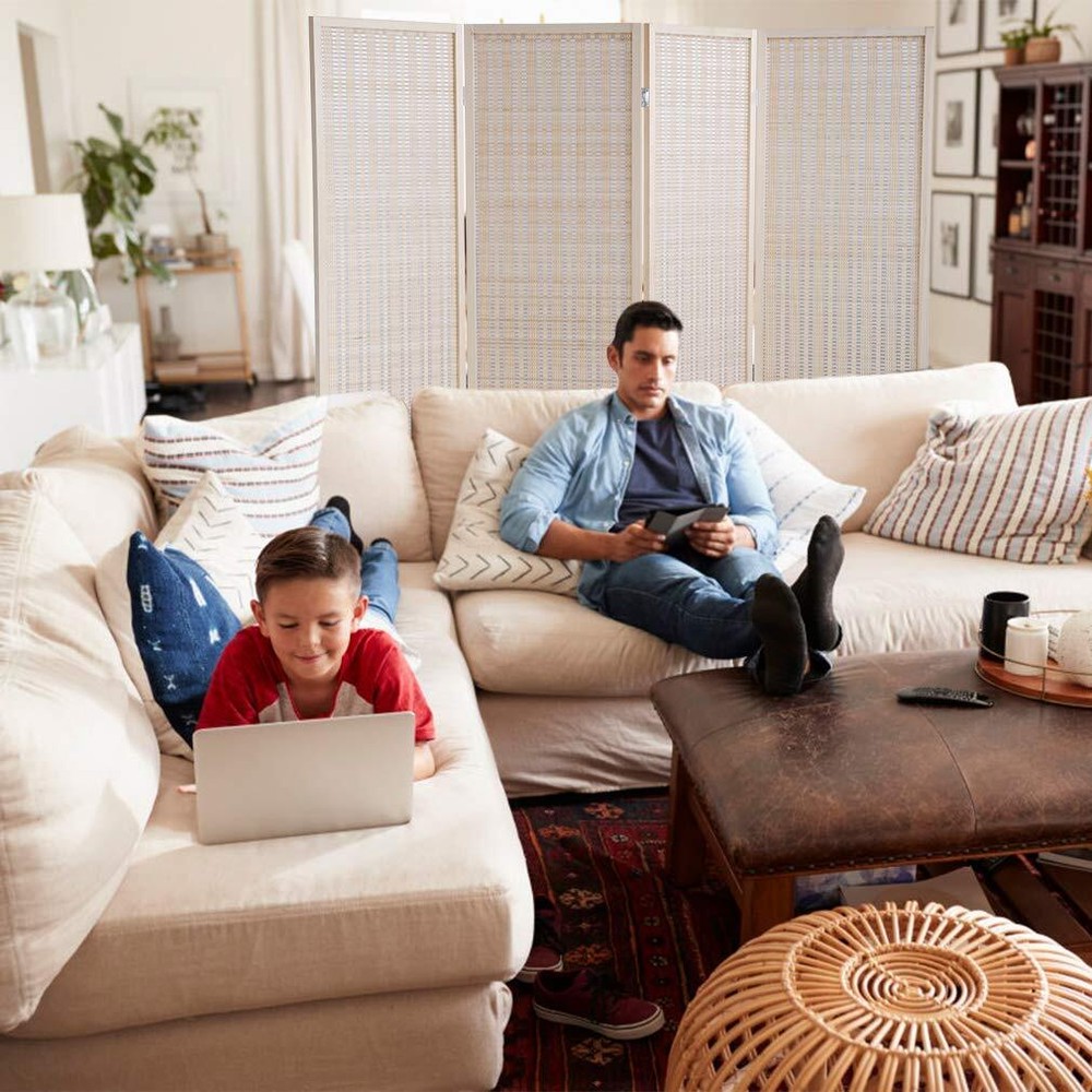 4 Panel Room Divider Wall Bamboo Folding Privacy Screen Freestanding Separator