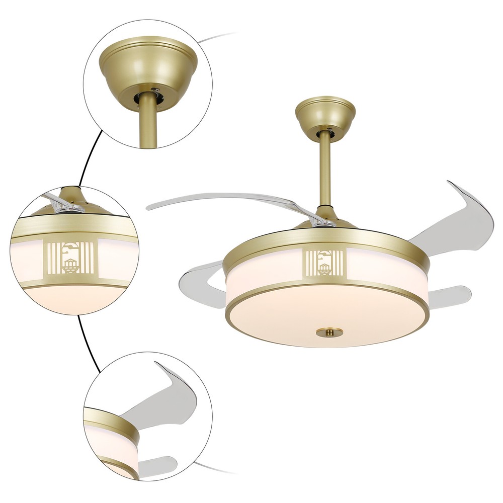 42 inches Modern Ceiling Fan Tri-color temperature LED Light with Remote Control