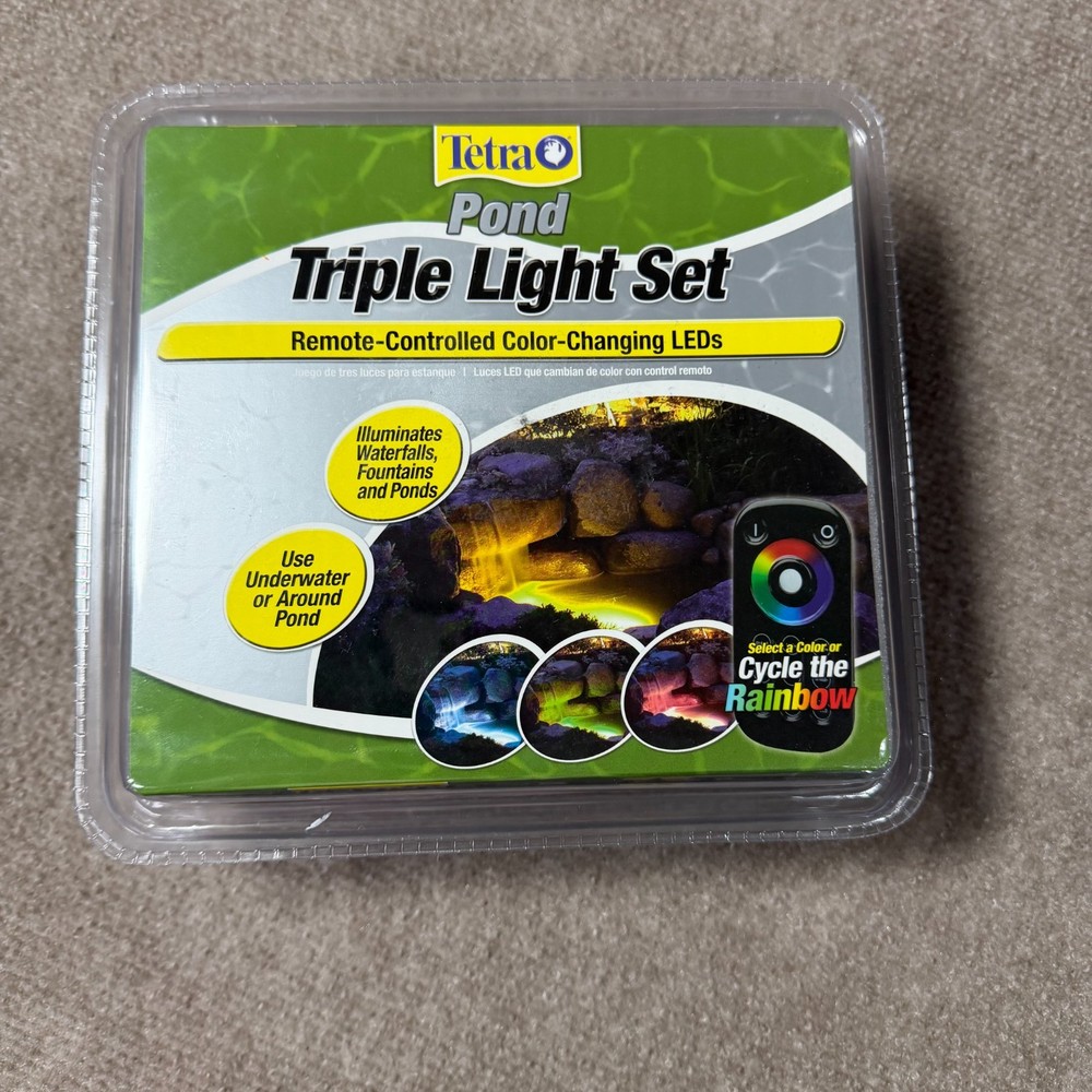 TetraPond Remote-Controlled Color Changing Triple LED Light Set- New In Box