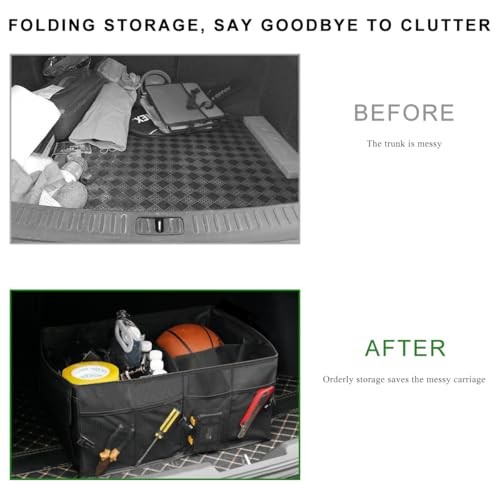 Car Trunk Backseat Organizer, Collapsible Multi Compartment Cargo Storage Box