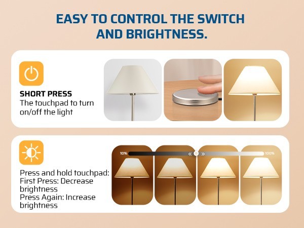 DEWENWILS 2 Pack Black Touch Dimmer Switch for Bedside Lamps 75W LED