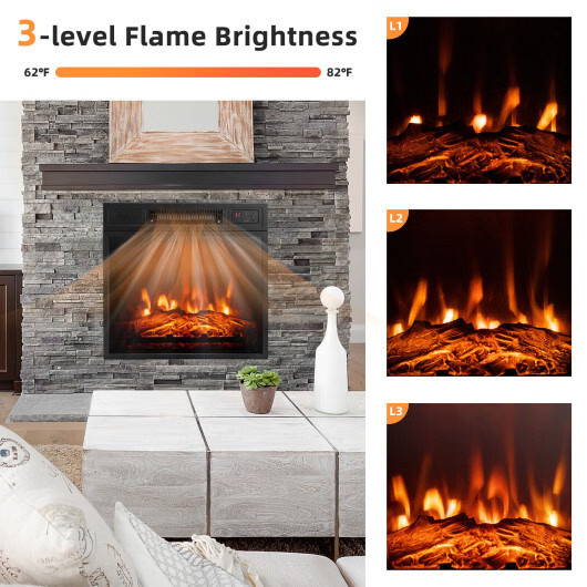 18 Inch Electric Fireplace Inserted with Adjustable LED Flame