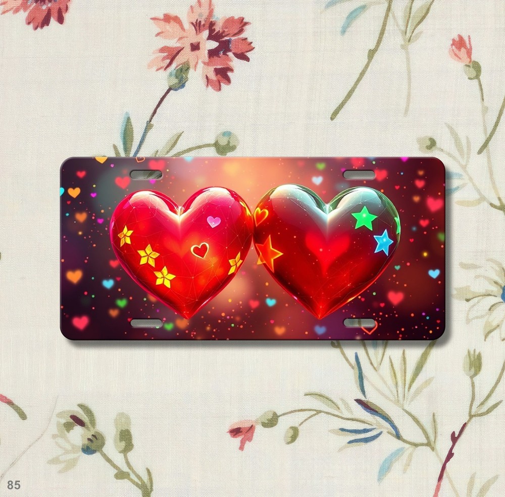 Premium Hearts License Plate Customizable Auto Tag Everyday Gift